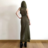 Gothic Midikleid mit Kapuze und Cut-Out am Rücken